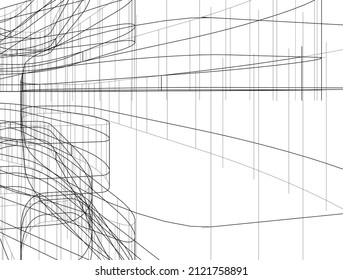abstract architecture drawing 3d illustration