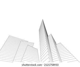 abstract architecture drawing 3d illustration