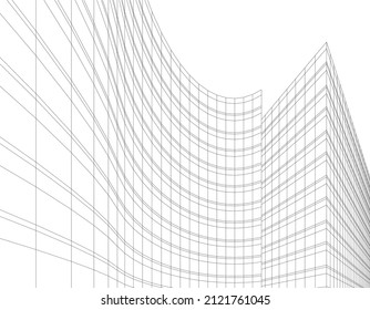 ilustración 3d de dibujo de arquitectura abstracta