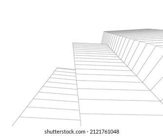 abstract architecture drawing 3d illustration