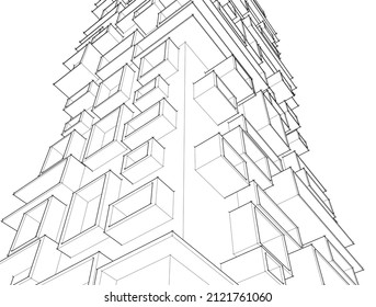 abstract architecture drawing 3d illustration