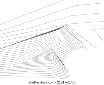 abstract architecture drawing 3d illustration
