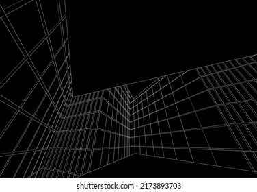 Abstract architecture drawing 3d illustration