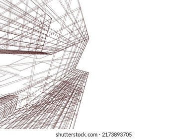 Dibujo de arquitectura abstracta ilustración 3d