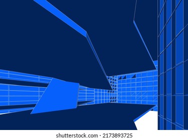Abstract architecture drawing 3d illustration