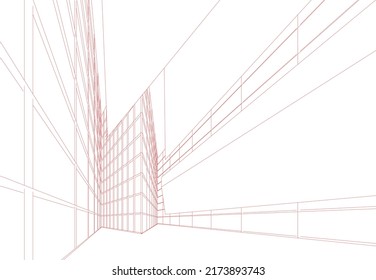 Dibujo de arquitectura abstracta ilustración 3d