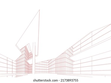 Abstrakte Architektur, 3D-Illustration