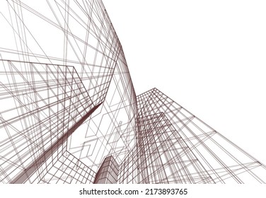 Abstrakte Architektur, 3D-Illustration
