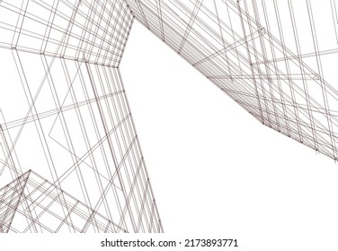 Dibujo de arquitectura abstracta ilustración 3d