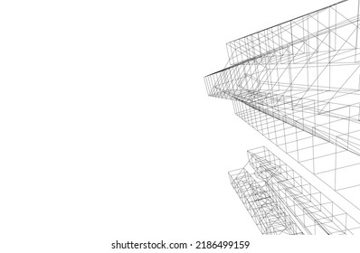 Abstract architecture drawing 3d illustration