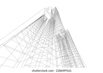 Dibujo de arquitectura abstracta ilustración 3d