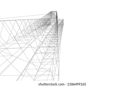 Abstract architecture drawing 3d illustration