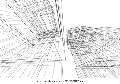 Abstrakte Architektur, 3D-Illustration