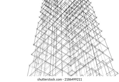 Abstract architecture drawing 3d illustration