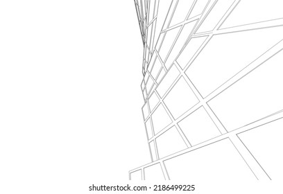 Dibujo de arquitectura abstracta ilustración 3d