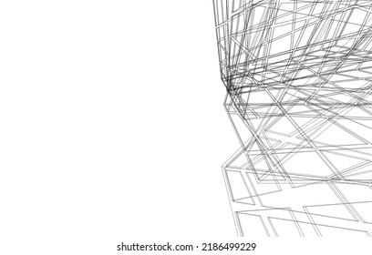 Abstract architecture drawing 3d illustration