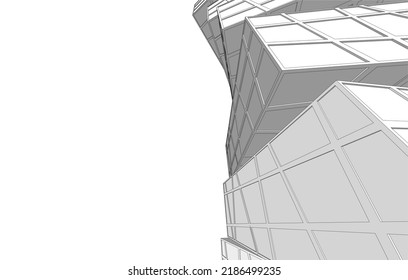 Abstract architecture drawing 3d illustration