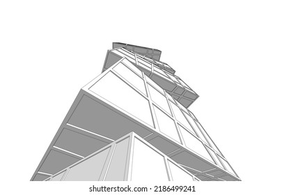 Abstrakte Architektur, 3D-Illustration