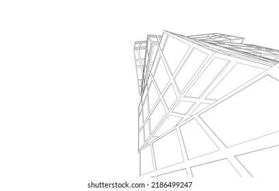 Abstract architecture drawing 3d illustration