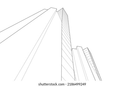 Dibujo de arquitectura abstracta ilustración 3d