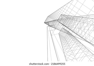 Dibujo de arquitectura abstracta ilustración 3d