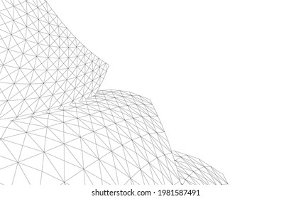 Abstract architecture drawing on white background 3d illustration