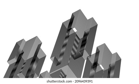 Abstract architecture drawing vector 3d illustration