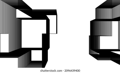 Dibujo de la arquitectura abstracta vector 3d ilustración