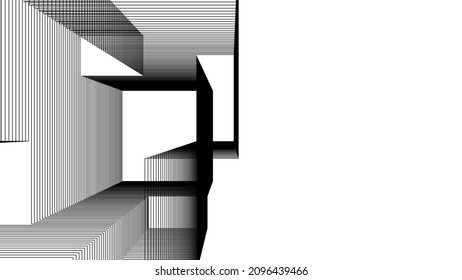 Abstract architecture drawing vector 3d illustration