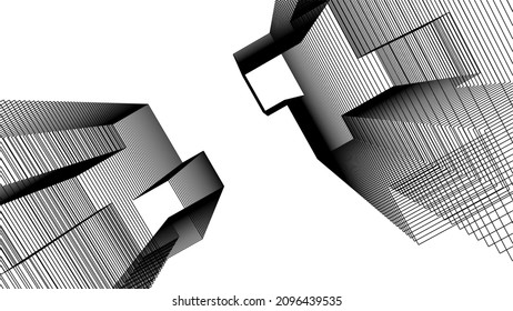 Abstract architecture drawing vector 3d illustration