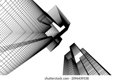 Dibujo de la arquitectura abstracta vector 3d ilustración