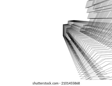 abstrakte Architekturzeichnung, Vektorgrafik 3D