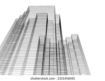 abstract architecture drawing vector 3d illustration