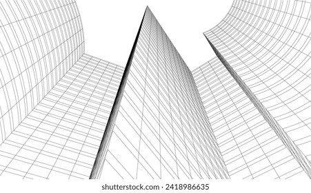 abstract architecture drawing vector illustration