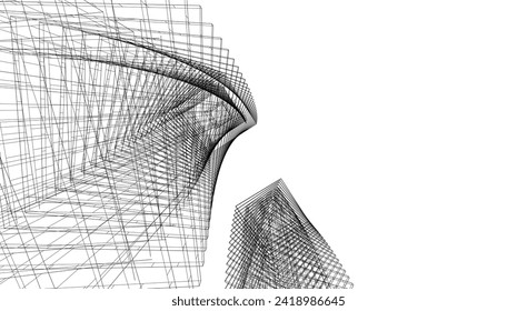 abstract architecture drawing vector illustration