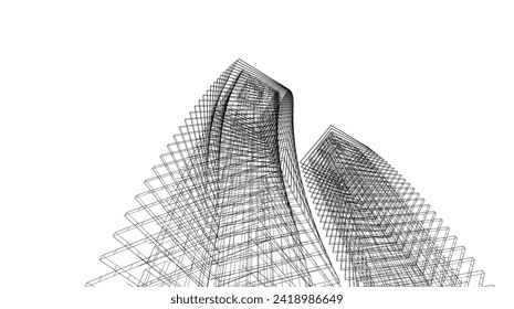 abstract architecture drawing vector illustration