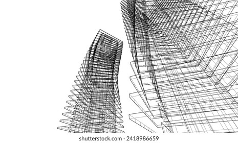 abstract architecture drawing vector illustration