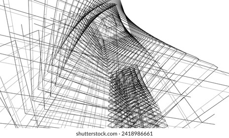 abstract architecture drawing vector illustration