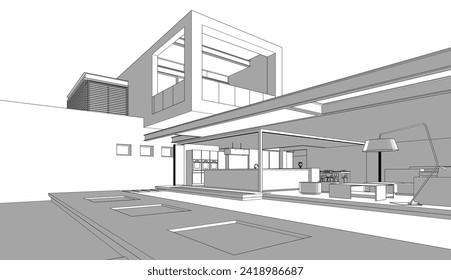 ilustración vectorial de dibujo de arquitectura abstracta