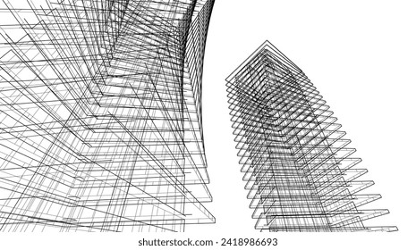 abstract architecture drawing vector illustration