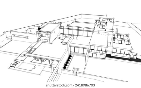 abstract architecture drawing vector illustration