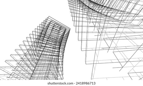 abstract architecture drawing vector illustration