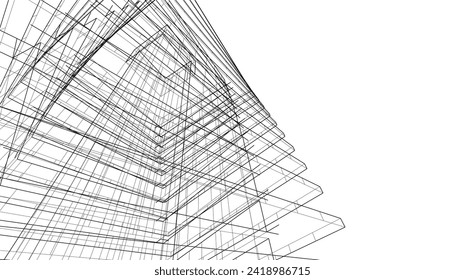 abstract architecture drawing vector illustration