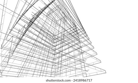 abstract architecture drawing vector illustration