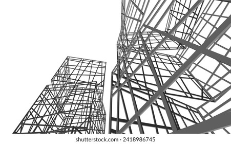 abstract architecture drawing vector illustration