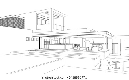 abstract architecture drawing vector illustration