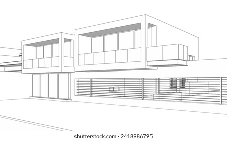 abstract architecture drawing vector illustration