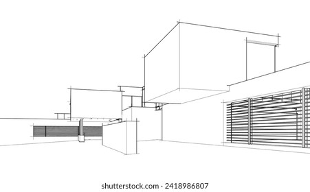 abstract architecture drawing vector illustration