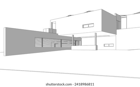 abstract architecture drawing vector illustration
