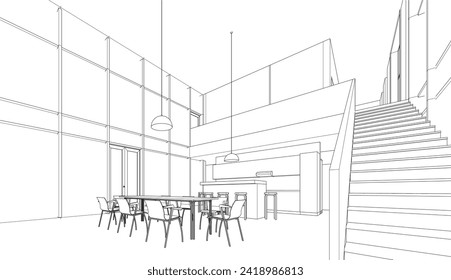 abstract architecture drawing vector illustration